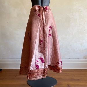 🌸 Darn Good Yarn Silk Sari Maxi Wrap Skirt